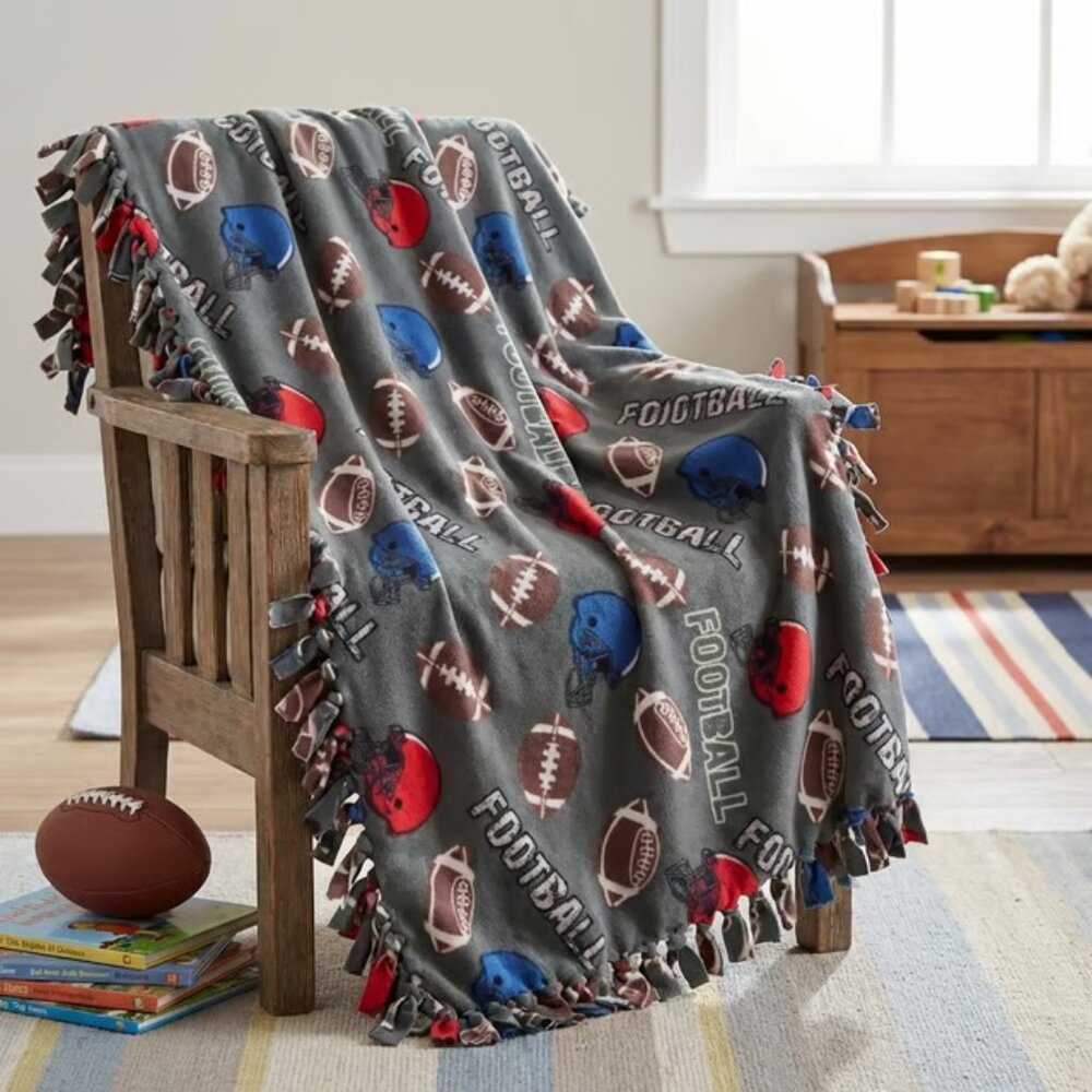 Handcrafted Football Fleece Tied Blanket